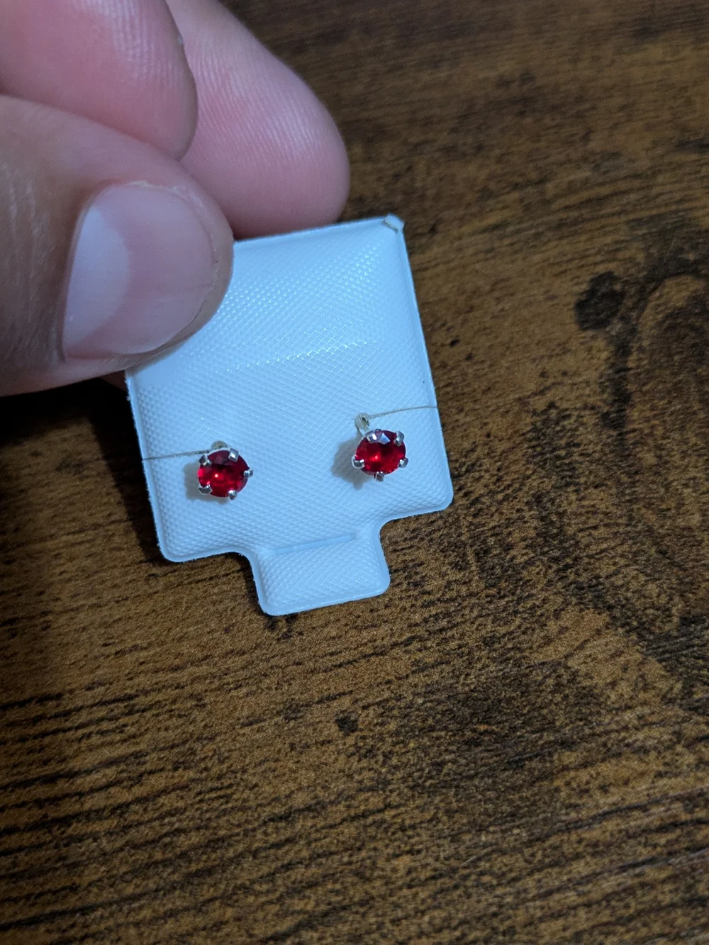 Unknown Brand Red Crystal Stud Earrings Silver 925
